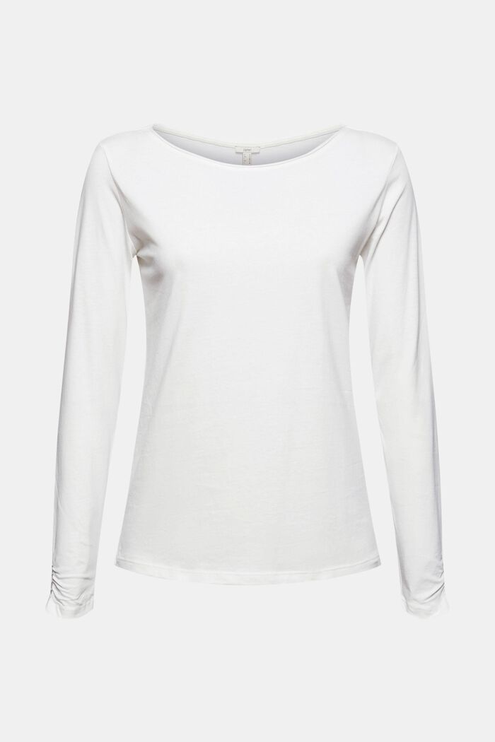 Tričko s dlouhým rukávem a nařasením, bio bavlna, OFF WHITE, detail image number 7
