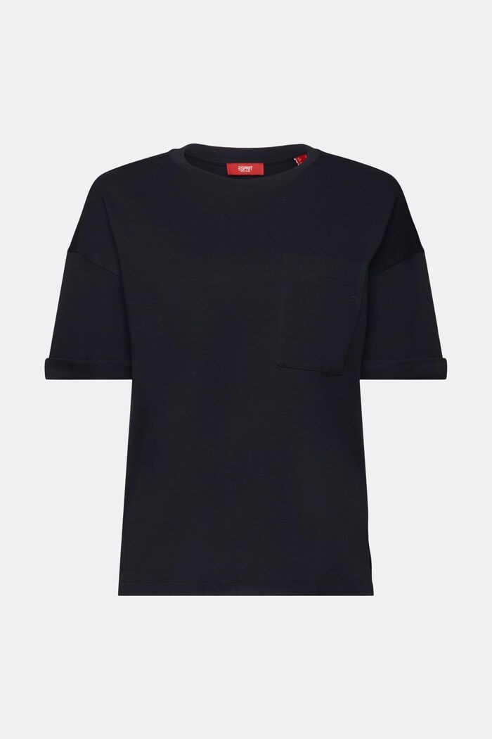 Oversize tričko s nakládanou kapsou, BLACK, detail image number 7