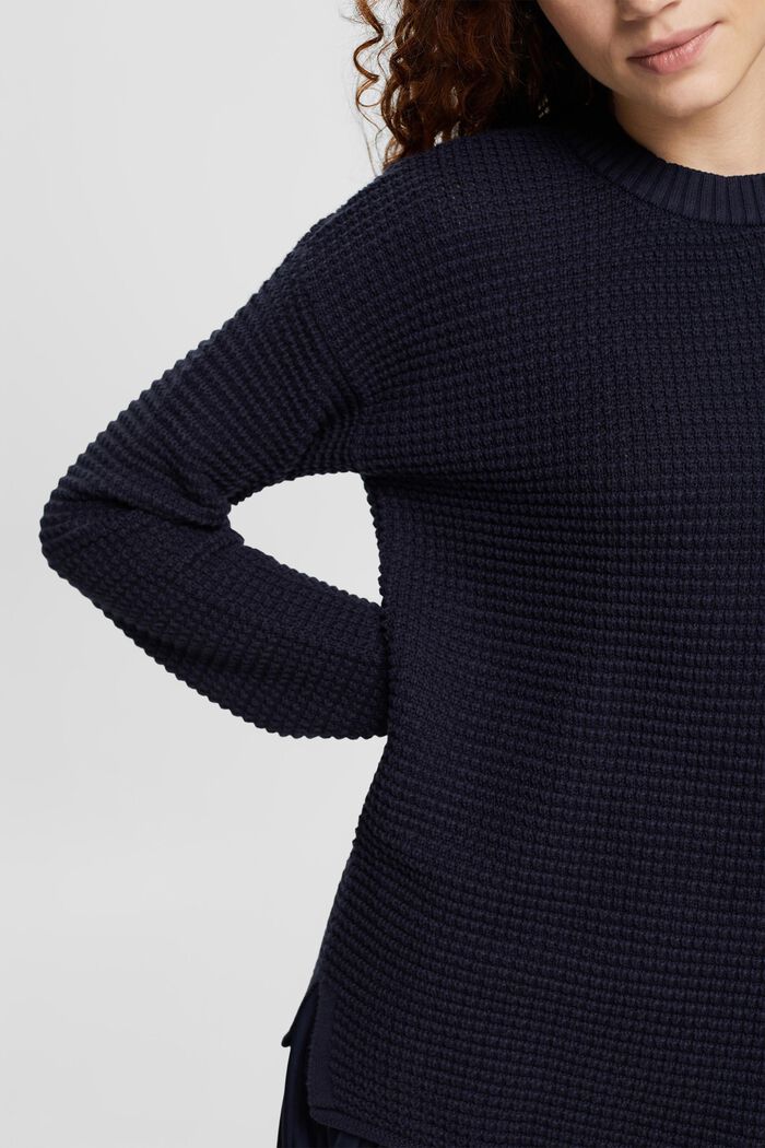 Pletený pulovr s texturou, NAVY, detail image number 0