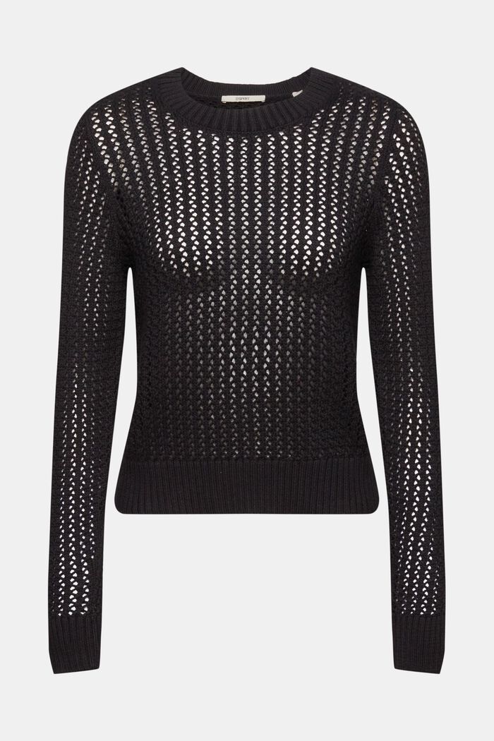 Strukturovaný pulovr z bio bavlny, BLACK, detail image number 8