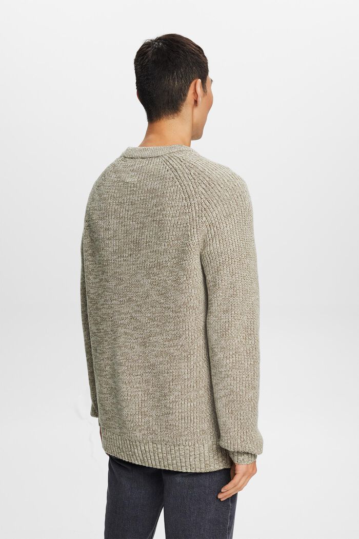 Bavlněný pulovr z žebrové pleteniny, DUSTY GREEN, detail image number 4