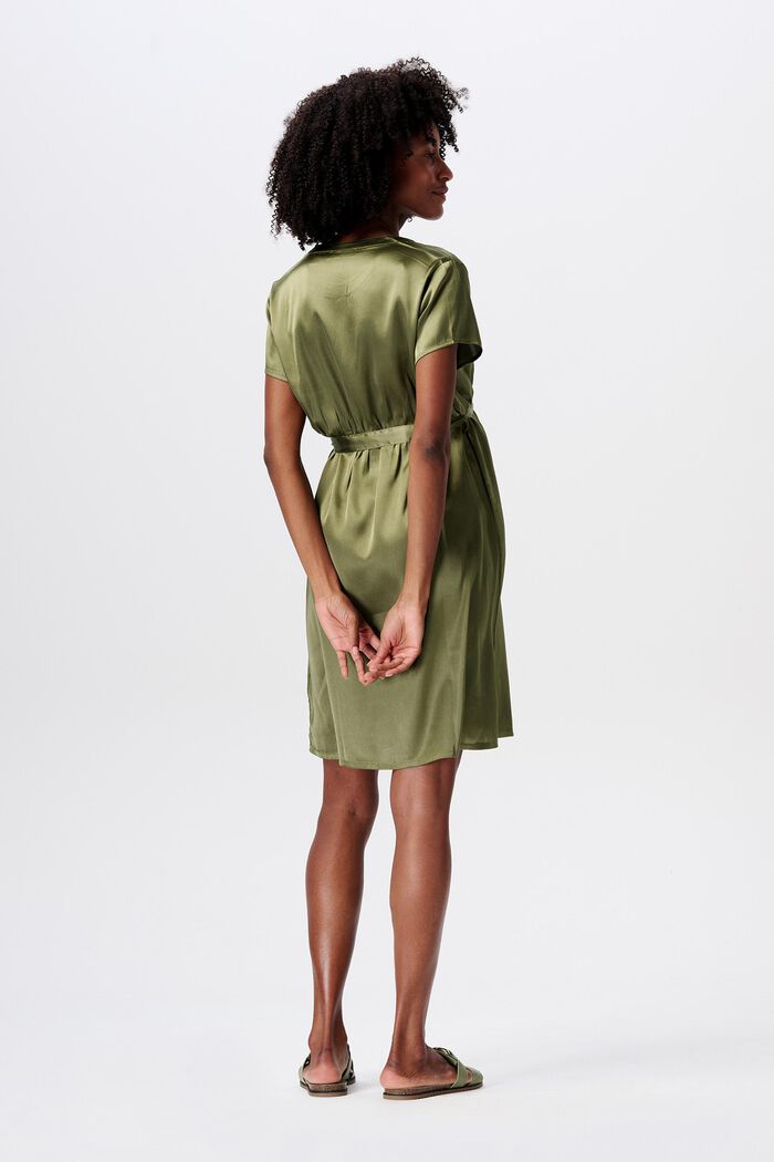 MATERNITY Saténové šaty s páskem, OLIVE GREEN, detail image number 2