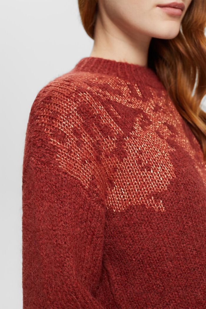 Pletený pulovr ze směsi s vlnou, TERRACOTTA, detail image number 3