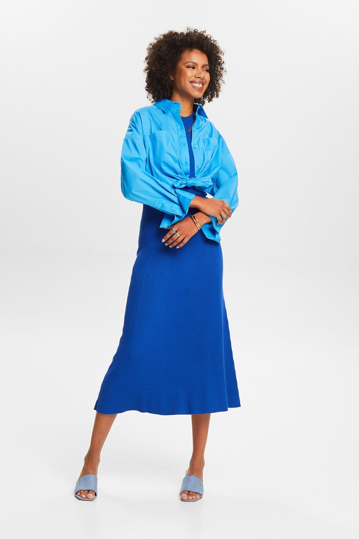Žebrované midi šaty bez rukávů, BRIGHT BLUE, detail image number 1