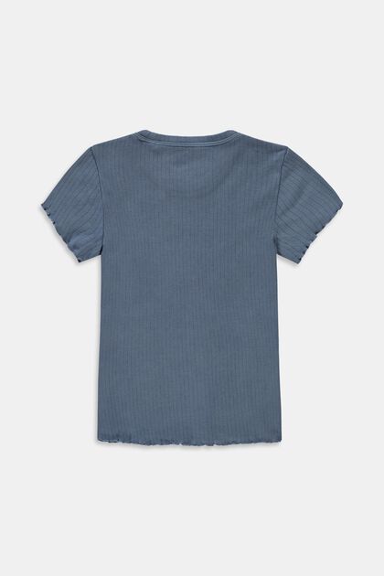 Žebrové tričko s nařaseným lemem, 100% bavlna