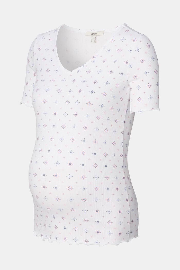 Žebrové tričko, výstřih do V, potisk, bio bavlna, BRIGHT WHITE, detail image number 4