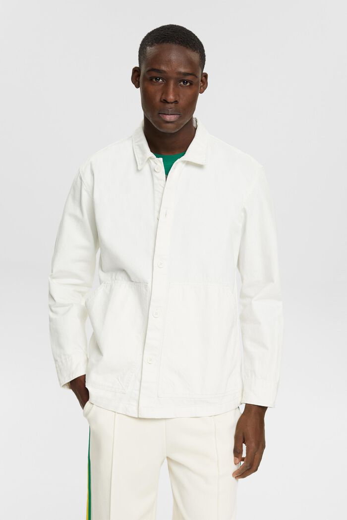 Košilová bunda z bio bavlny, OFF WHITE, detail image number 0