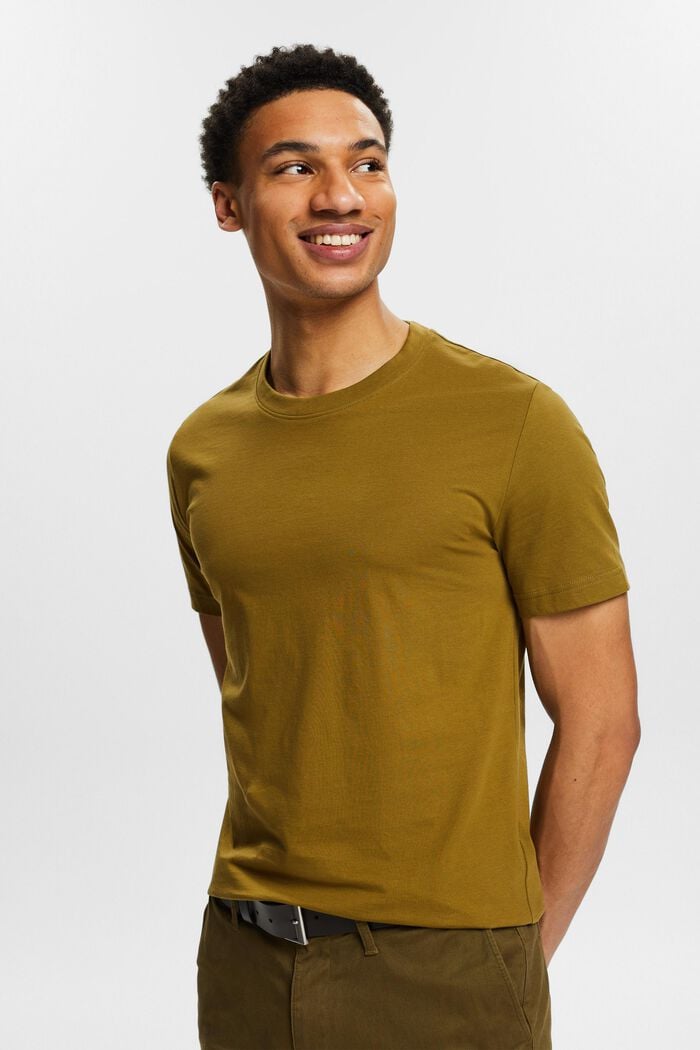 Žerzejové tričko z bio bavlny, OLIVE, detail image number 0