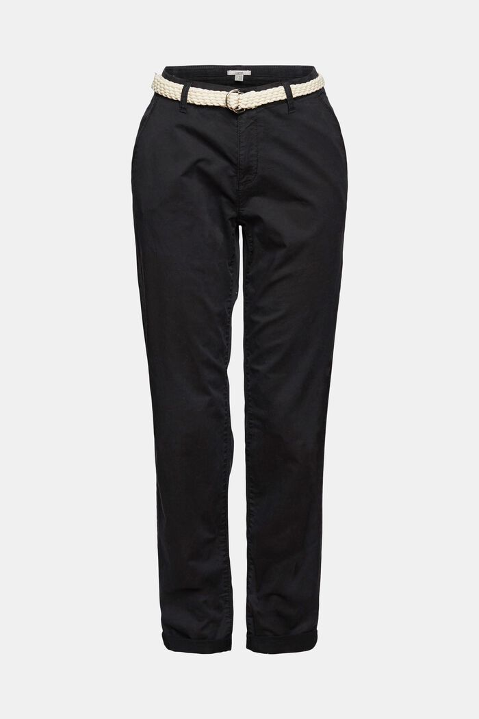 Kalhoty chino se splétaným páskem, BLACK, detail image number 2