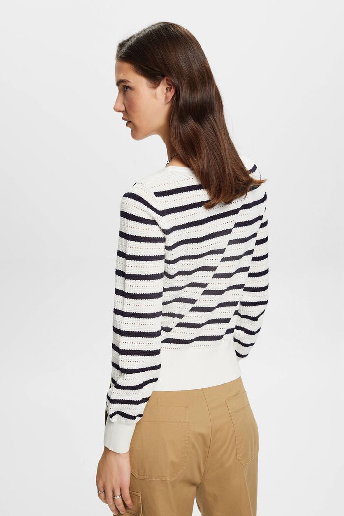 Bavlněný pulovr s dírkovaným vzorem, OFF WHITE, detail image number 3