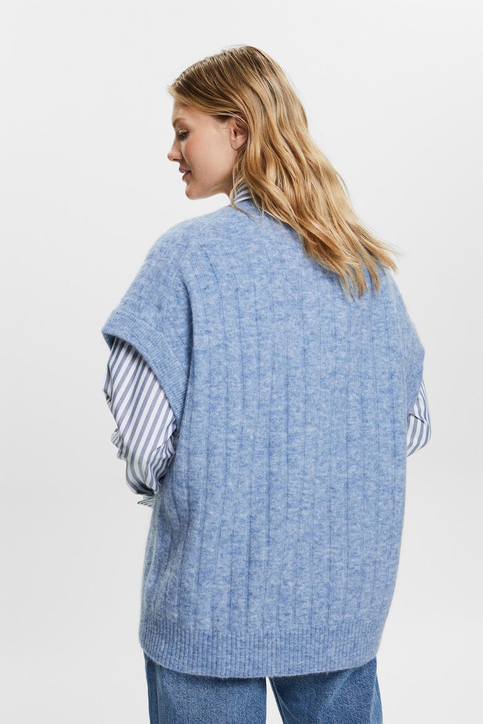 Oversize pulovr z žebrové pleteniny, výstřih do V, BLUE LAVENDER, detail image number 4