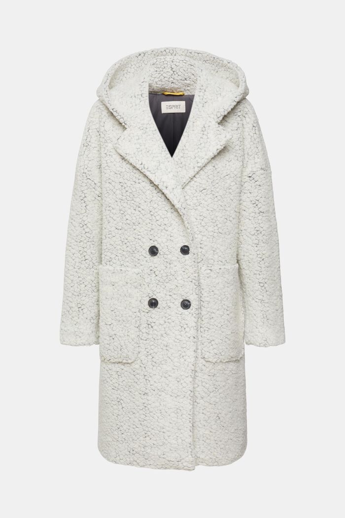 Plyšový kabát s kapucí, z vlněné směsi, ICE, detail image number 5