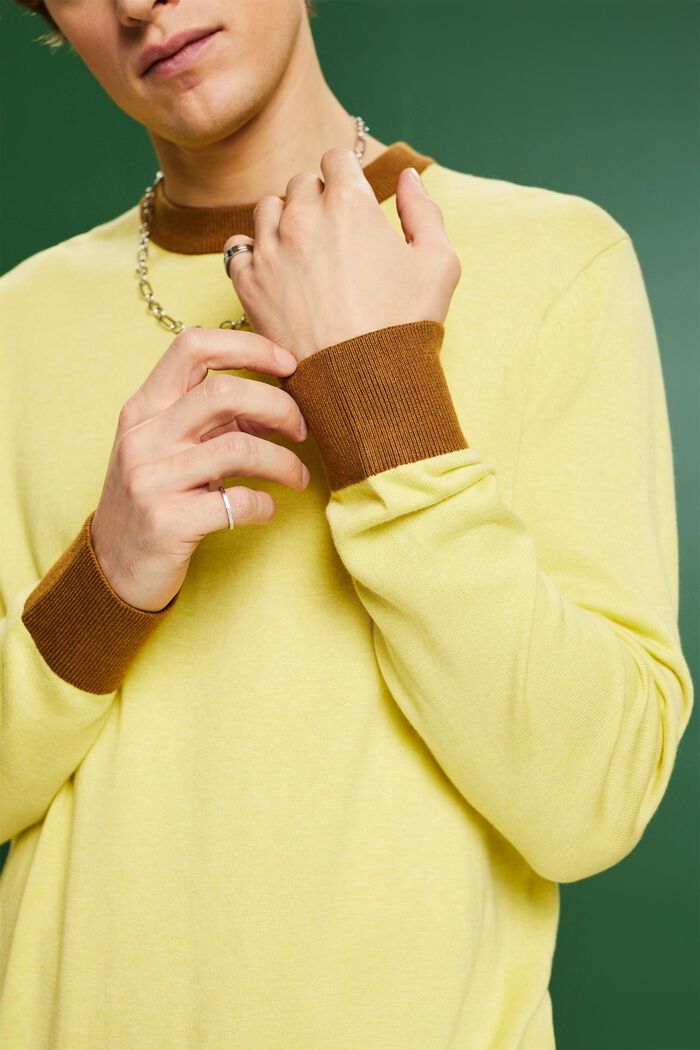 Žebrový pulovr s kulatým výstřihem, BRIGHT YELLOW, detail image number 3
