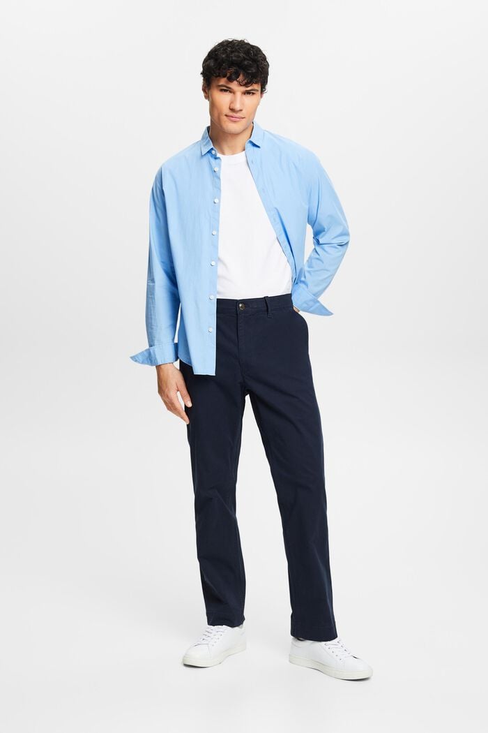 Kalhoty chino, bavlněný kepr, rovný střih, NAVY, detail image number 1