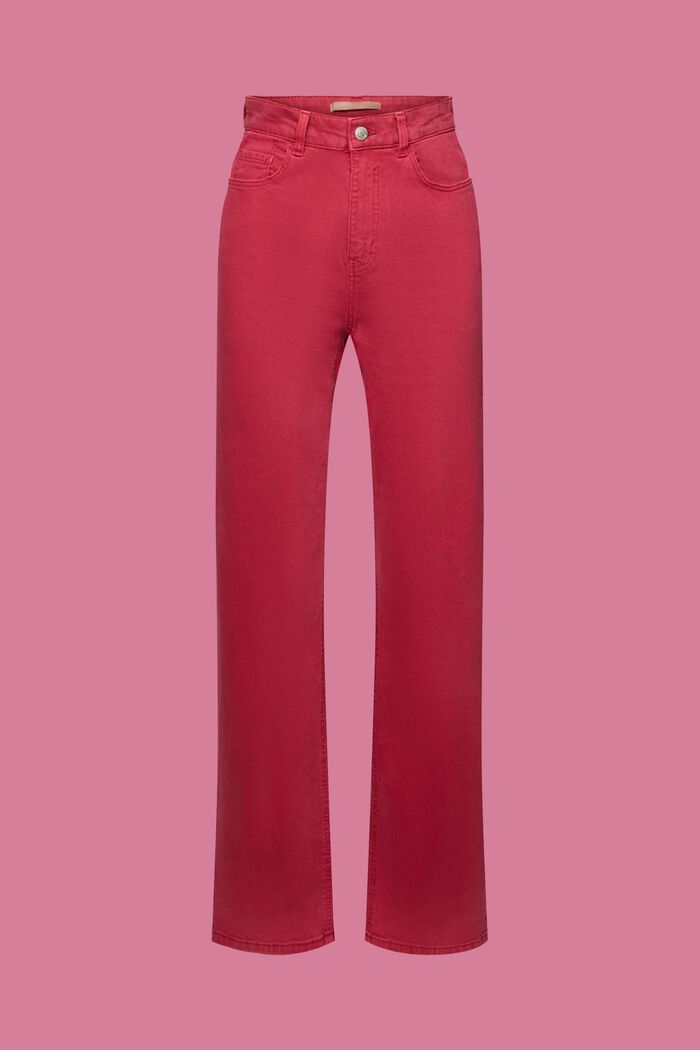 Kalhoty s rovnými nohavicemi a vysokým pasem, DARK PINK, detail image number 6