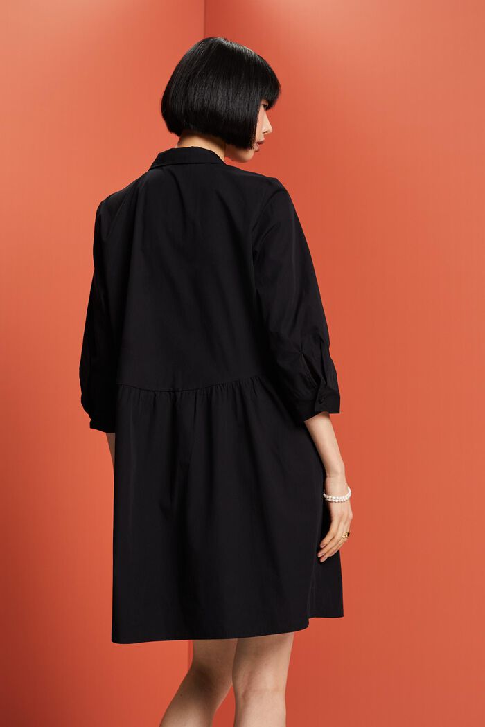 Šaty v áčkové linii z bio bavlny, BLACK, detail image number 3