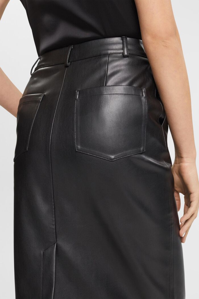 Midi sukně z imitace kůže, BLACK, detail image number 4