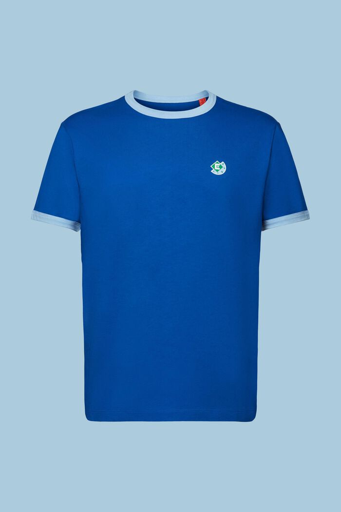 Bavlněné tričko s výstřihem ke krku a s logem, BRIGHT BLUE, detail image number 6