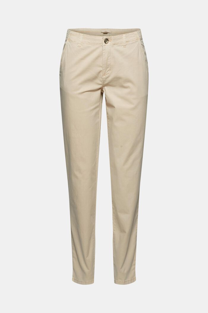 Strečové chino kalhoty s pima bio bavlnou, BEIGE, detail image number 7