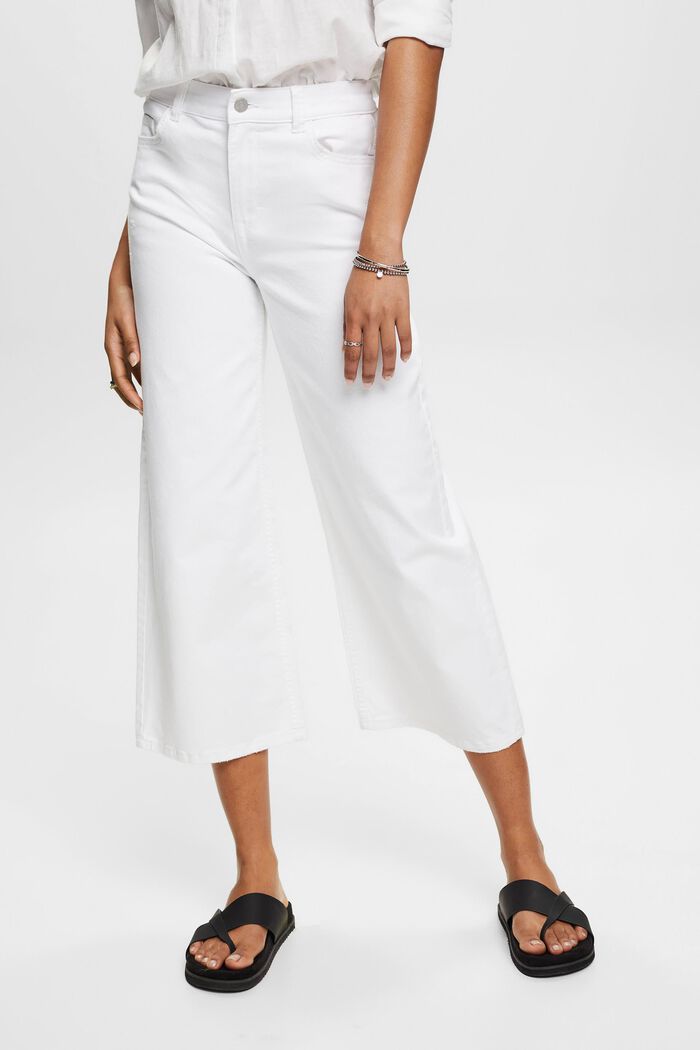 Kalhotová sukně se širokými nohavicemi a vysokým pasem, WHITE, detail image number 0