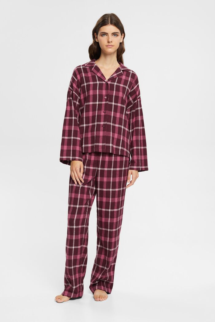 Károvaná pyžamová souprava z flanelu, BORDEAUX RED, detail image number 1