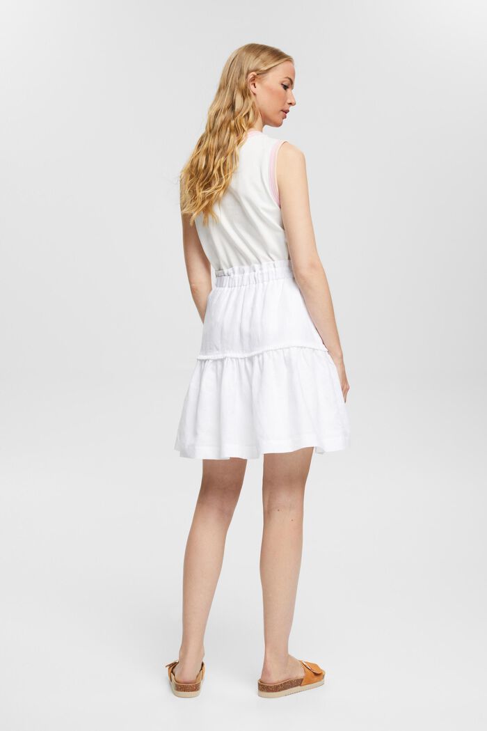Mini sukně ze směsi se lnem, WHITE, detail image number 4