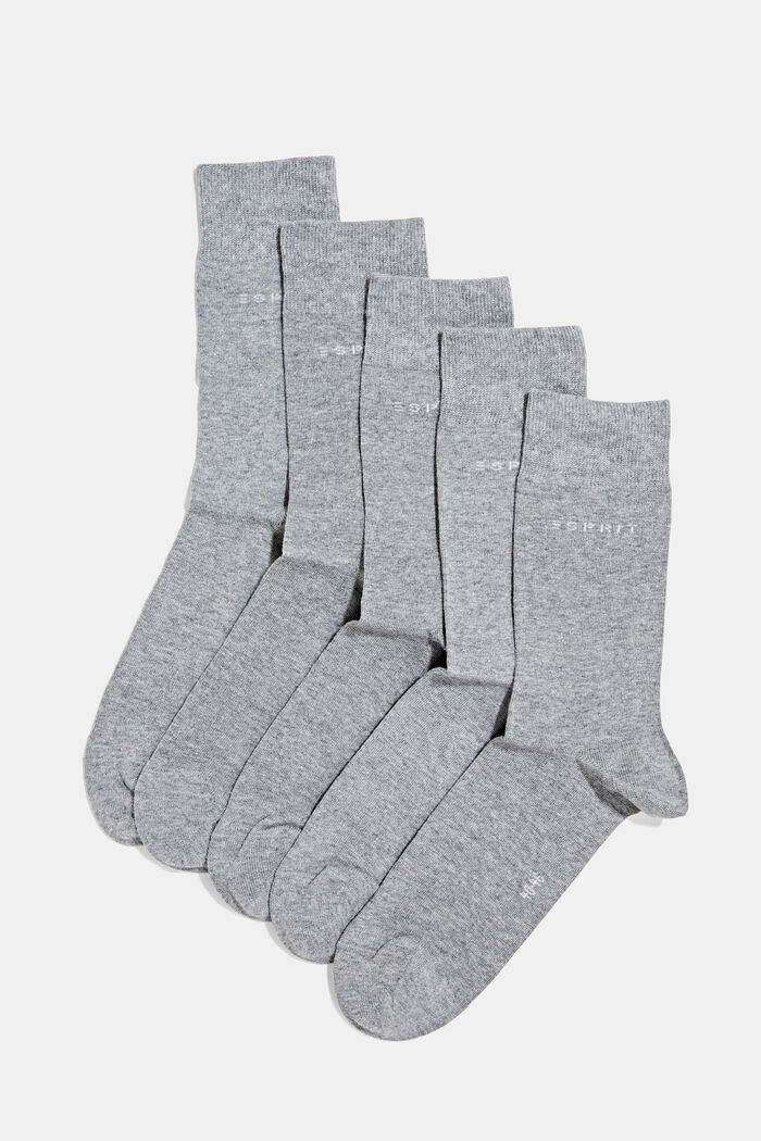 Ponožky ze směsi s bio bavlnou, 5 párů v balení, LIGHT GREY MELANGE, detail image number 0
