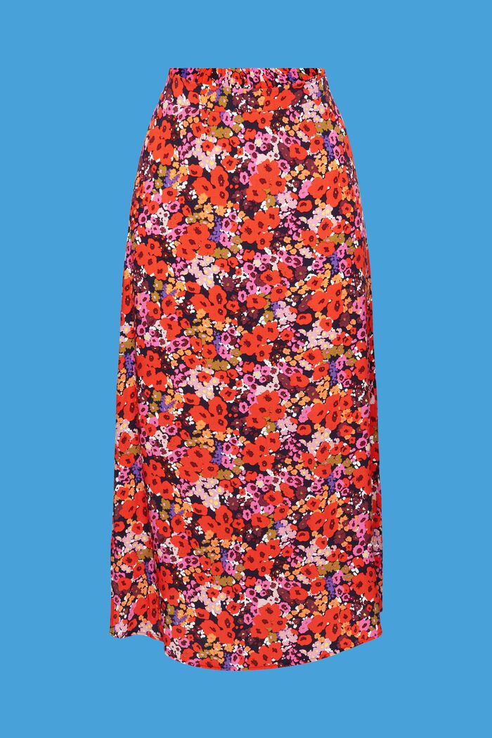 Midi sukně s celoplošným květinovým vzorem, NAVY, detail image number 6