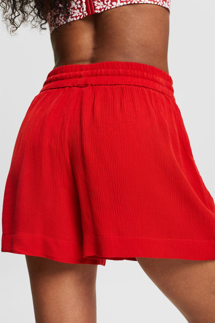 Plážové šortky s pomačkaným vzhledem, DARK RED, detail image number 1