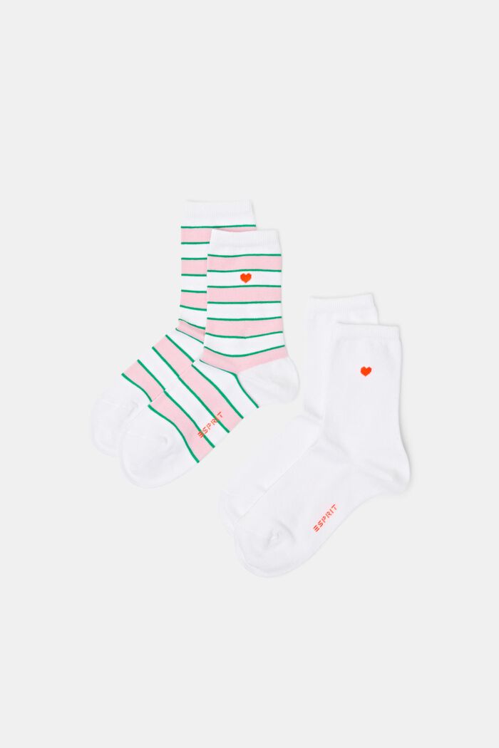 Proužkované ponožky, 2 páry v balení, OFF WHITE, detail image number 0
