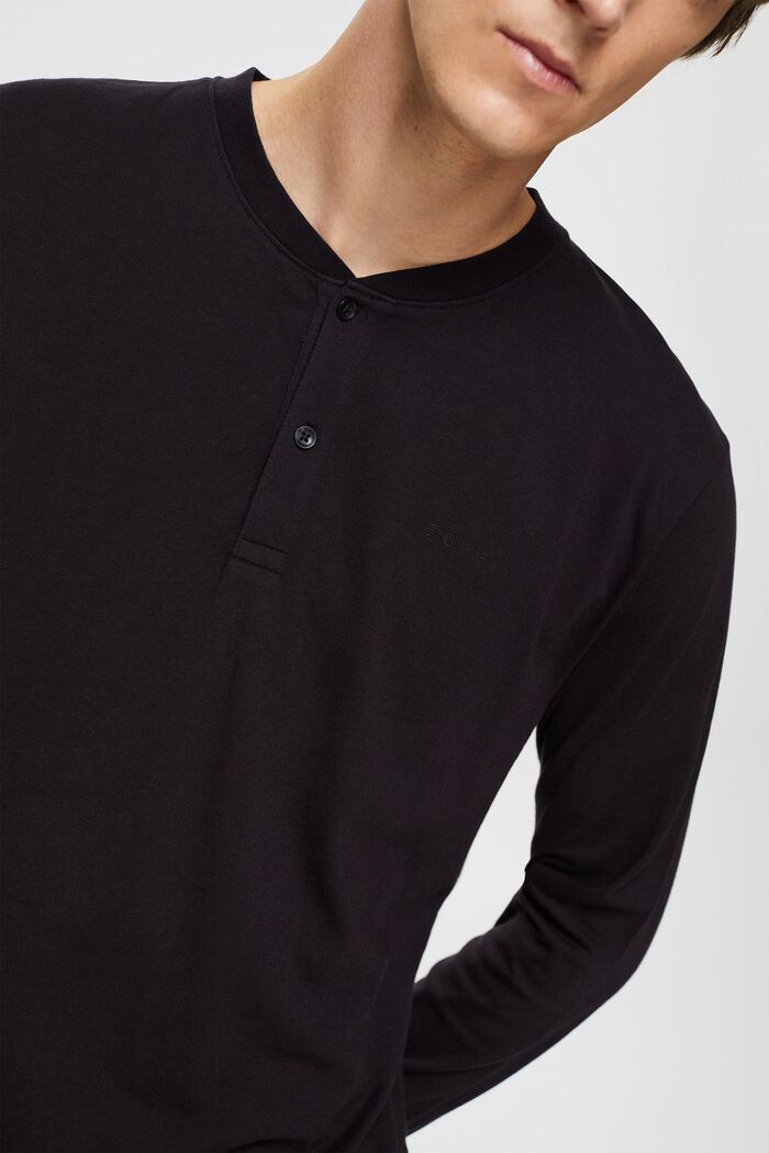 Henley tričko s dlouhým rukávem, BLACK, detail image number 0