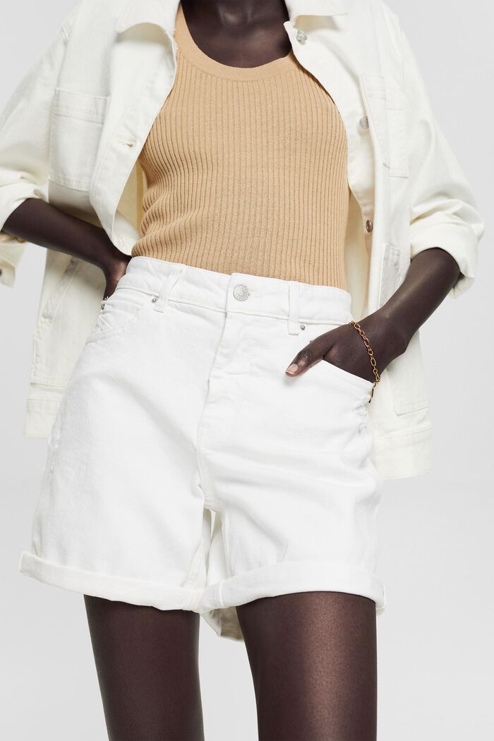 Džínové šortky s efekty poničení, OFF WHITE, detail image number 2