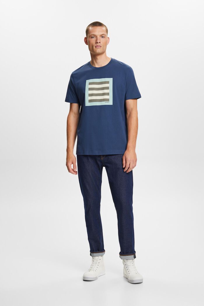 Tričko z bavlněného žerzeje, s grafickým designem, GREY BLUE, detail image number 1