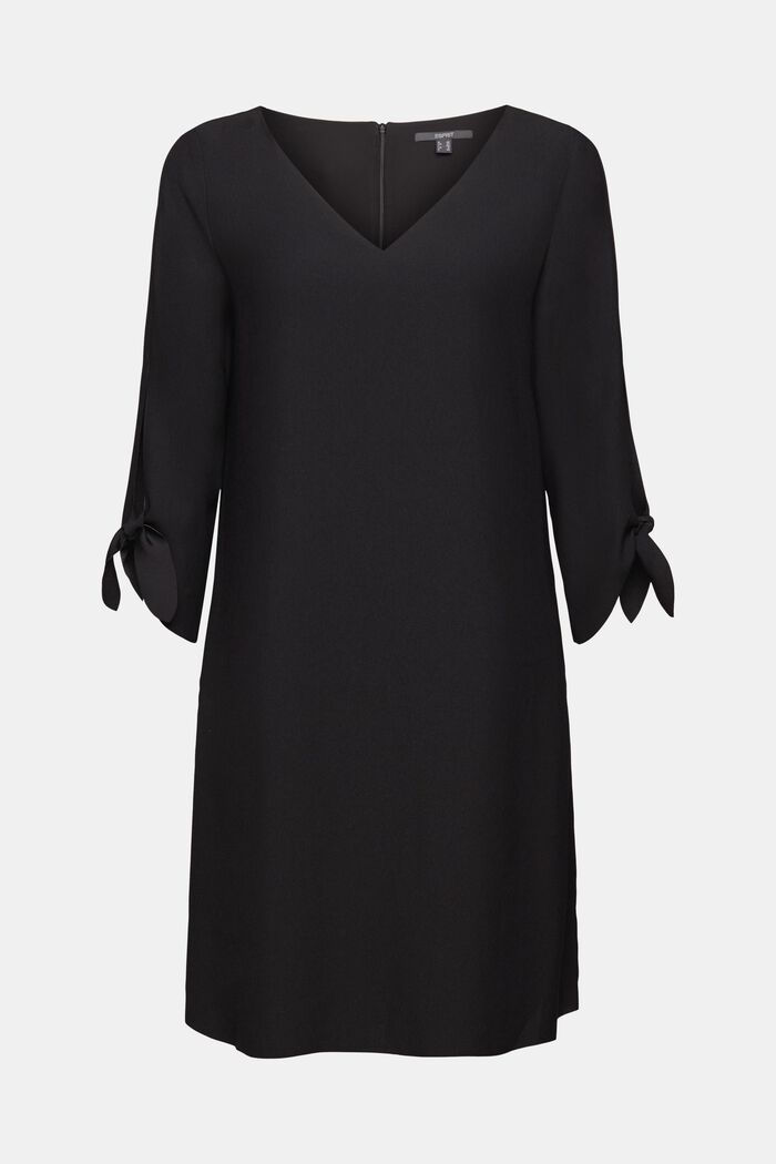 Krepové šaty s laserově řezanými detaily, BLACK, detail image number 8