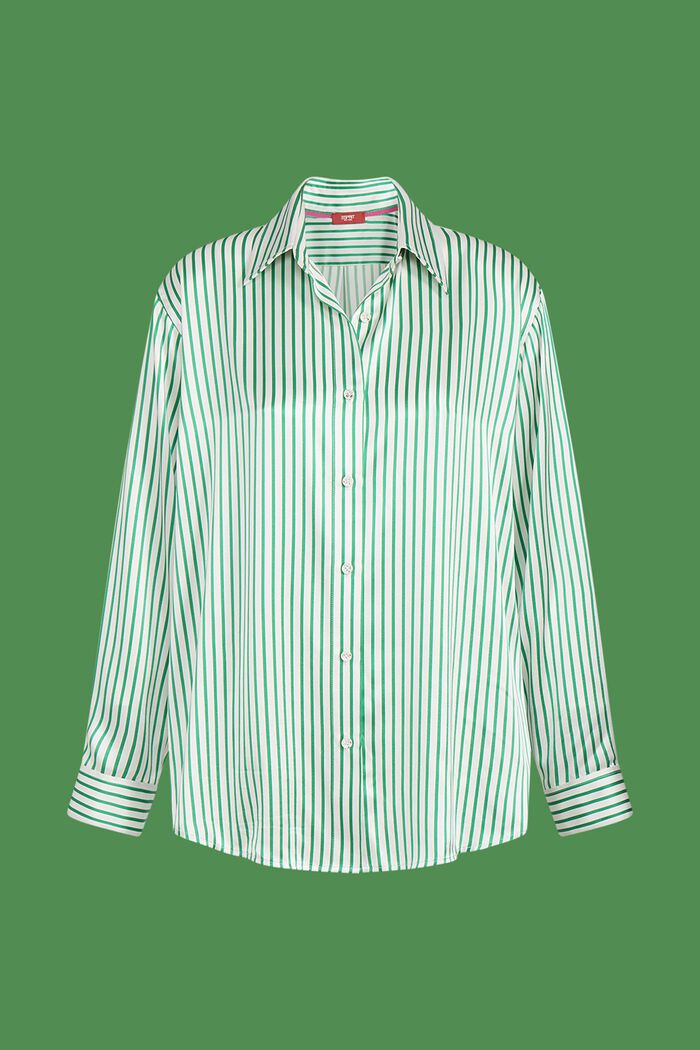 Košile z proužkovaného hedvábného šarmé, GREEN, detail image number 5