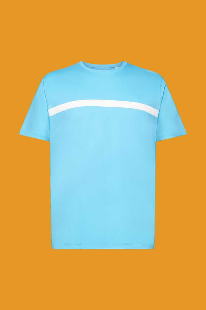 Bavlněné tričko s kontrastním pruhem, TURQUOISE, detail image number 5
