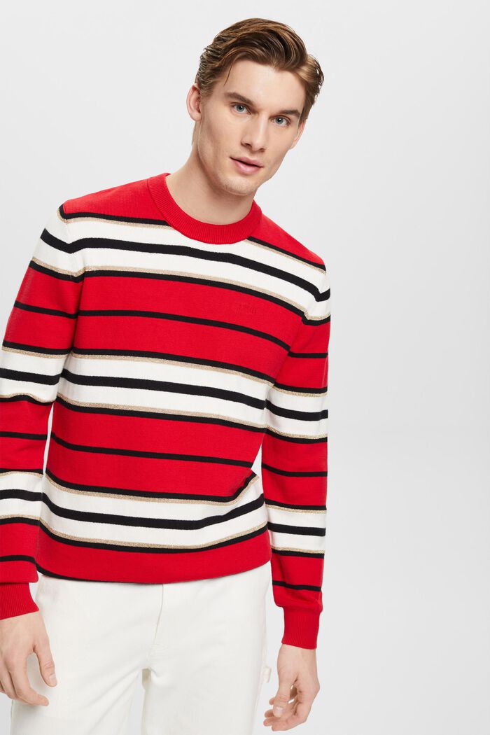 Pruhovaný pulovr s kašmírem, RED, detail image number 0