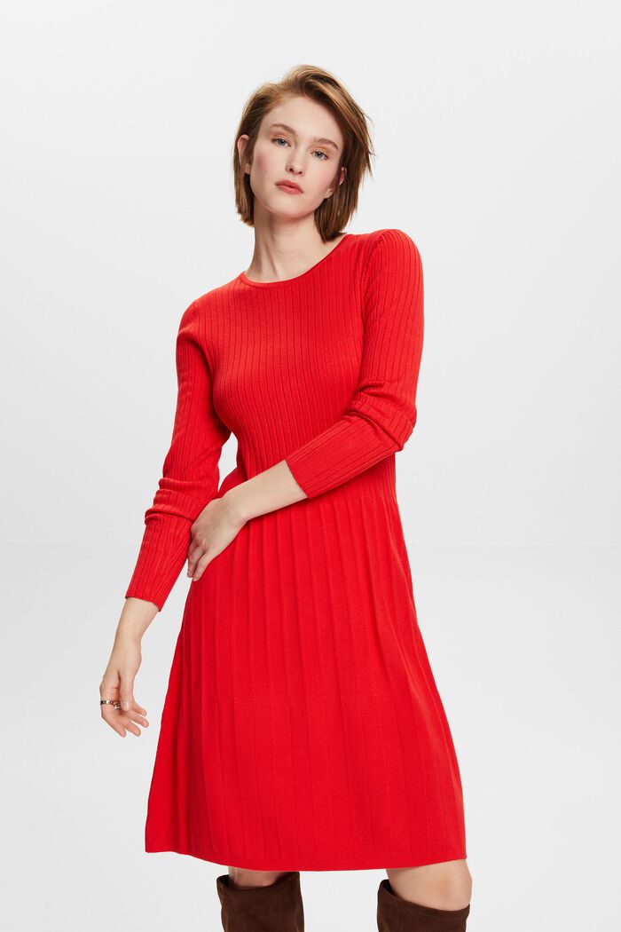 Plisované šaty z žebrovaného úpletu, RED, detail image number 1