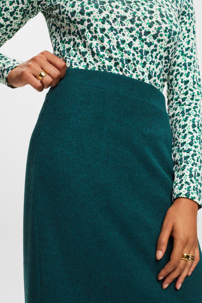 Midi sukně z žebrované pleteniny, EMERALD GREEN, detail image number 2