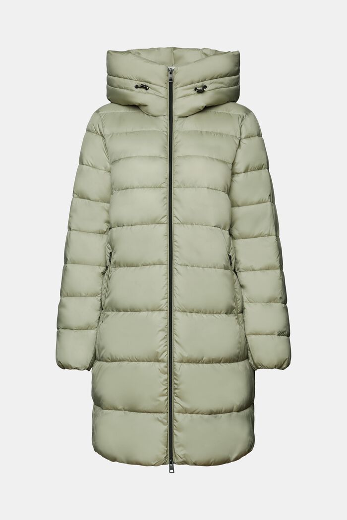 Z recyklovaného materiálu: péřový kabát s kapucí, DUSTY GREEN, detail image number 7