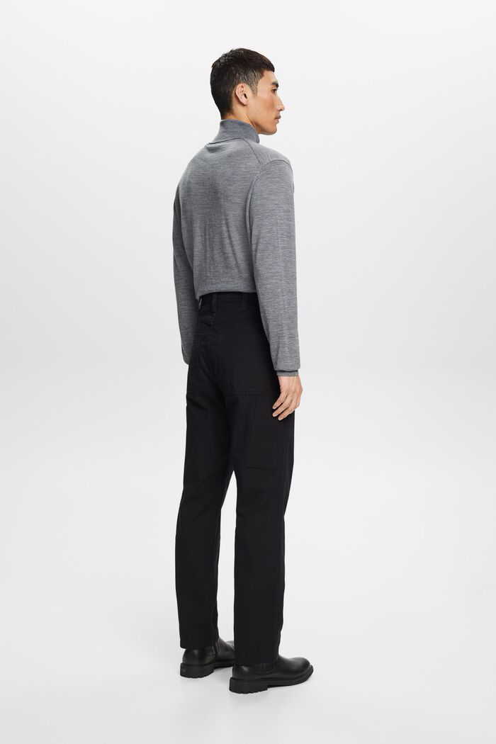 Kalhoty carpenter, s rovným straight střihem a středně vysokým pasem, BLACK, detail image number 3