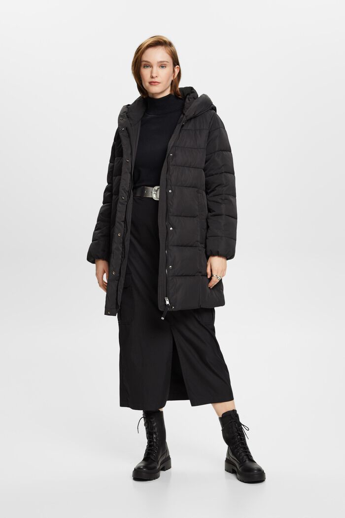 Péřový kabát s kapucí, BLACK, detail image number 0