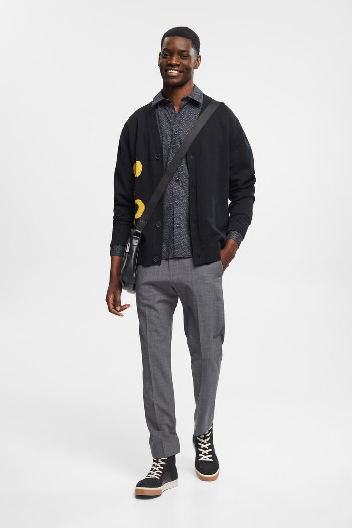 Vzorovaná bavlněná košile Slim Fit, BLACK, detail image number 1