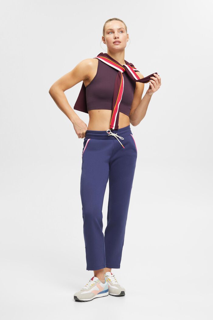 Joggingové kalhoty s manžetami na zip, bio bavlna, NAVY, detail image number 1