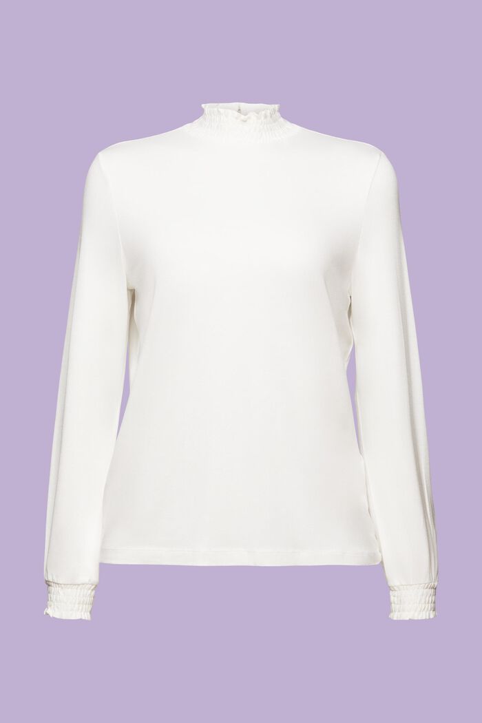 Tričko s dlouhým rukávem a nařasením, LENZING™ ECOVERO™, OFF WHITE, detail image number 7
