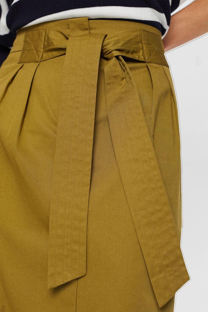 Sukně s opaskem a délkou po kolena, 100% bavlna, OLIVE, detail image number 2