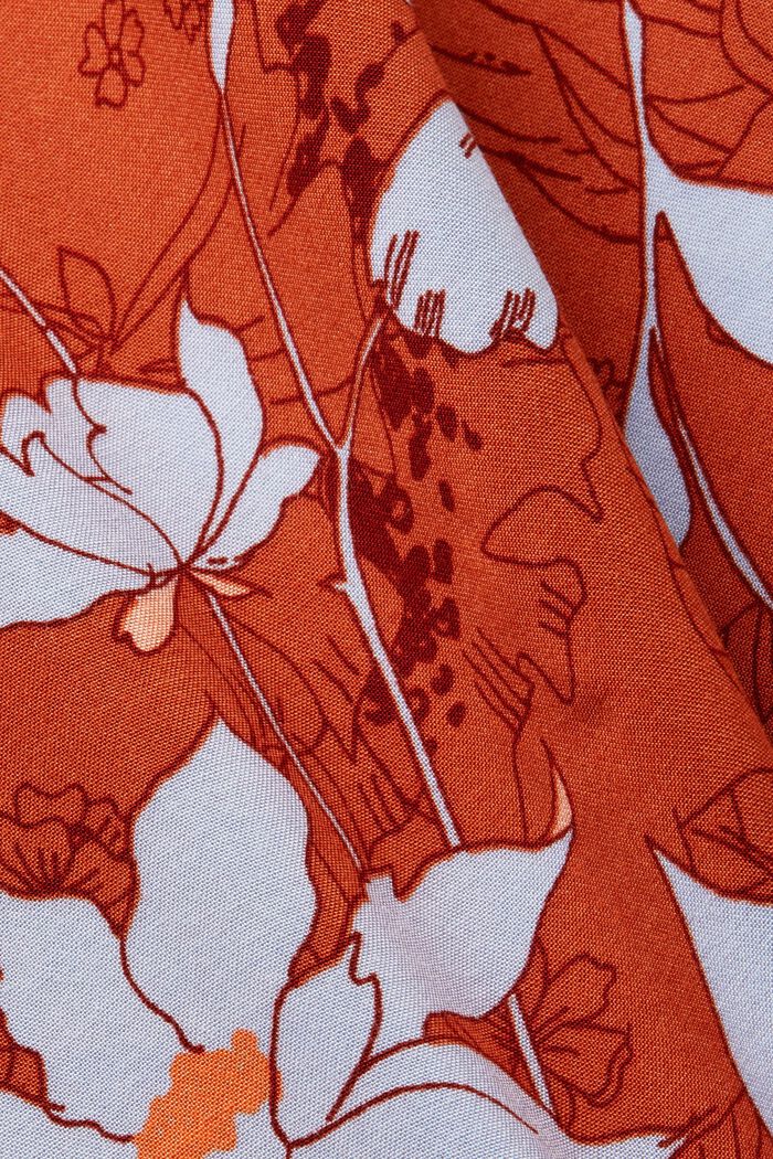 Květovaná halenka s rozparkem na výstřihu, CORAL ORANGE, detail image number 5