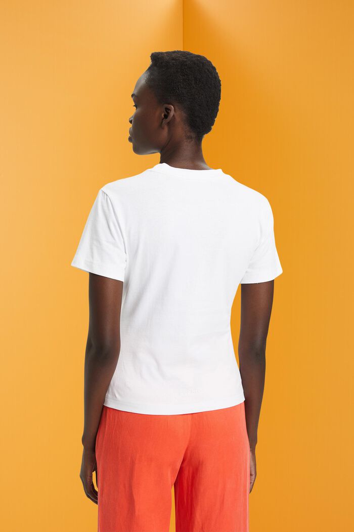 Bavlněné tričko s vyšitým motivem srdce, WHITE, detail image number 3