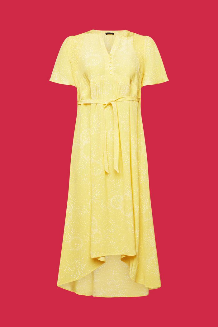 Midi šaty s potiskem, vázačkou a nařasením vzadu, LIGHT YELLOW, detail image number 7