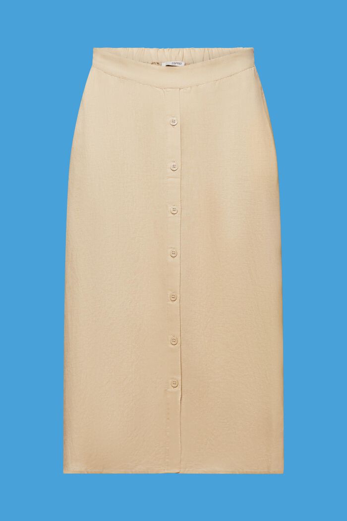 Midi sukně, směs lnu s bavlnou, SAND, detail image number 7